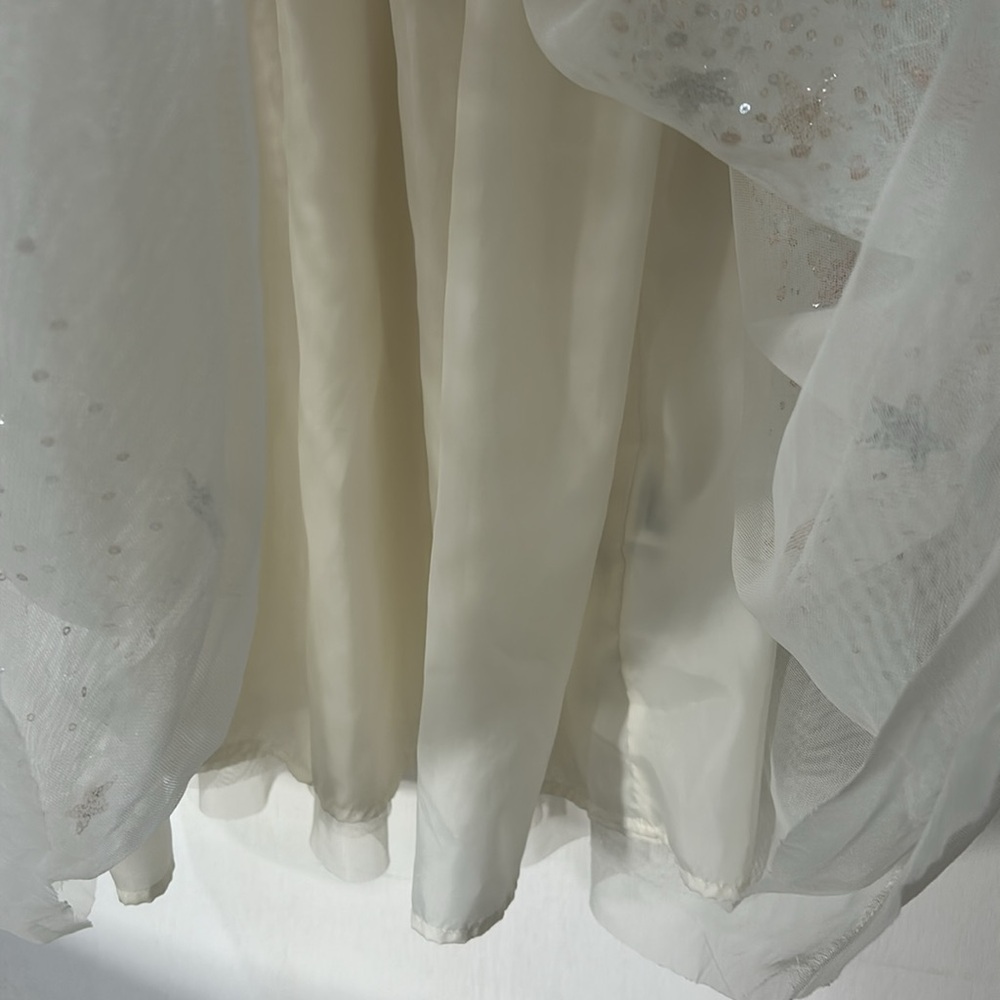 H&M GIRL FLARE SKIRT DRESS WITH GOLD SEQUIN STARS IVORY SLEEVELESS Sz 10 - Picture 12 of 16